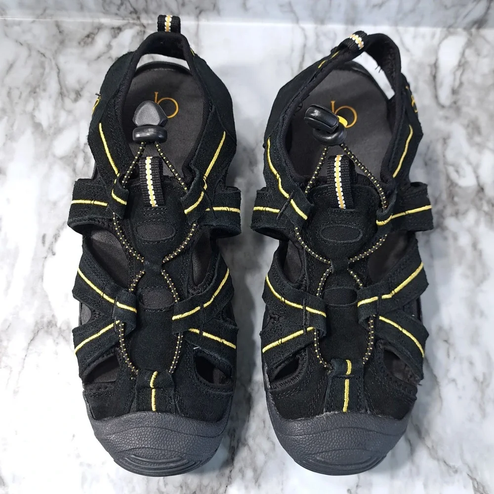 OP Ocean Pacific Boys Hiking Sandals Slip-On Size‎ 5 Black & Yellow